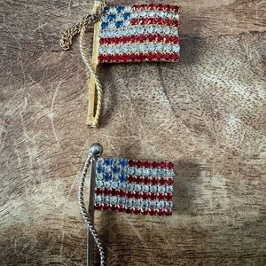 American Flag Brooches with Rhinestones